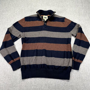 Refectory Sweater Mens Medium‎ 1/4 Button Multicolor Striped Pullover